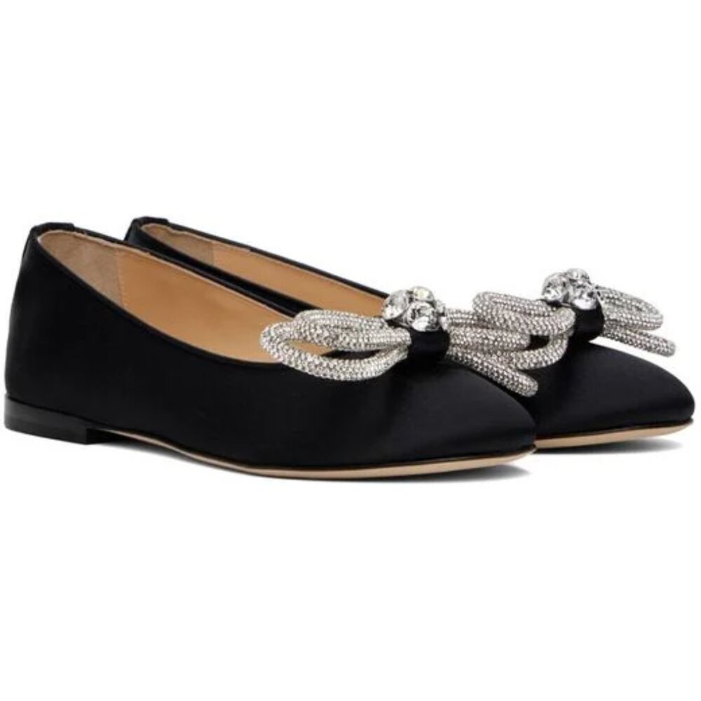 MACH & MACH Double Bow Satin Ballerina Shoes - EUR 38 (US 8) - Picture 2 of 9
